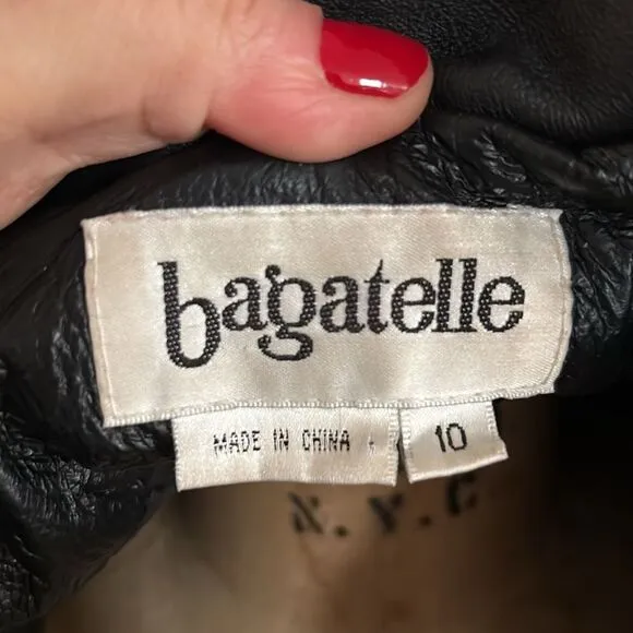 🎀 Vintage 🎀 Bagatelle Black Leather Jacket Size 10