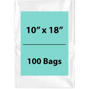 10X18 inches Clear Flat Poly Bags 2Mil Open Top (LDPE)