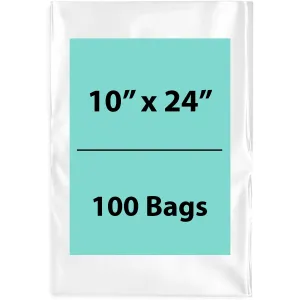 10X24 inches Clear Flat Poly Bags 2Mil Open Top (LDPE)