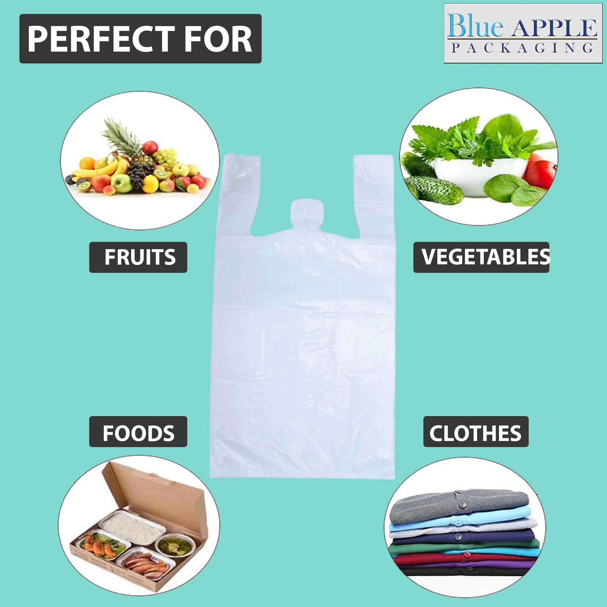 10X6X21 inches T Shirt Bags 0.65 Mil Plastronic® White (HDPE)