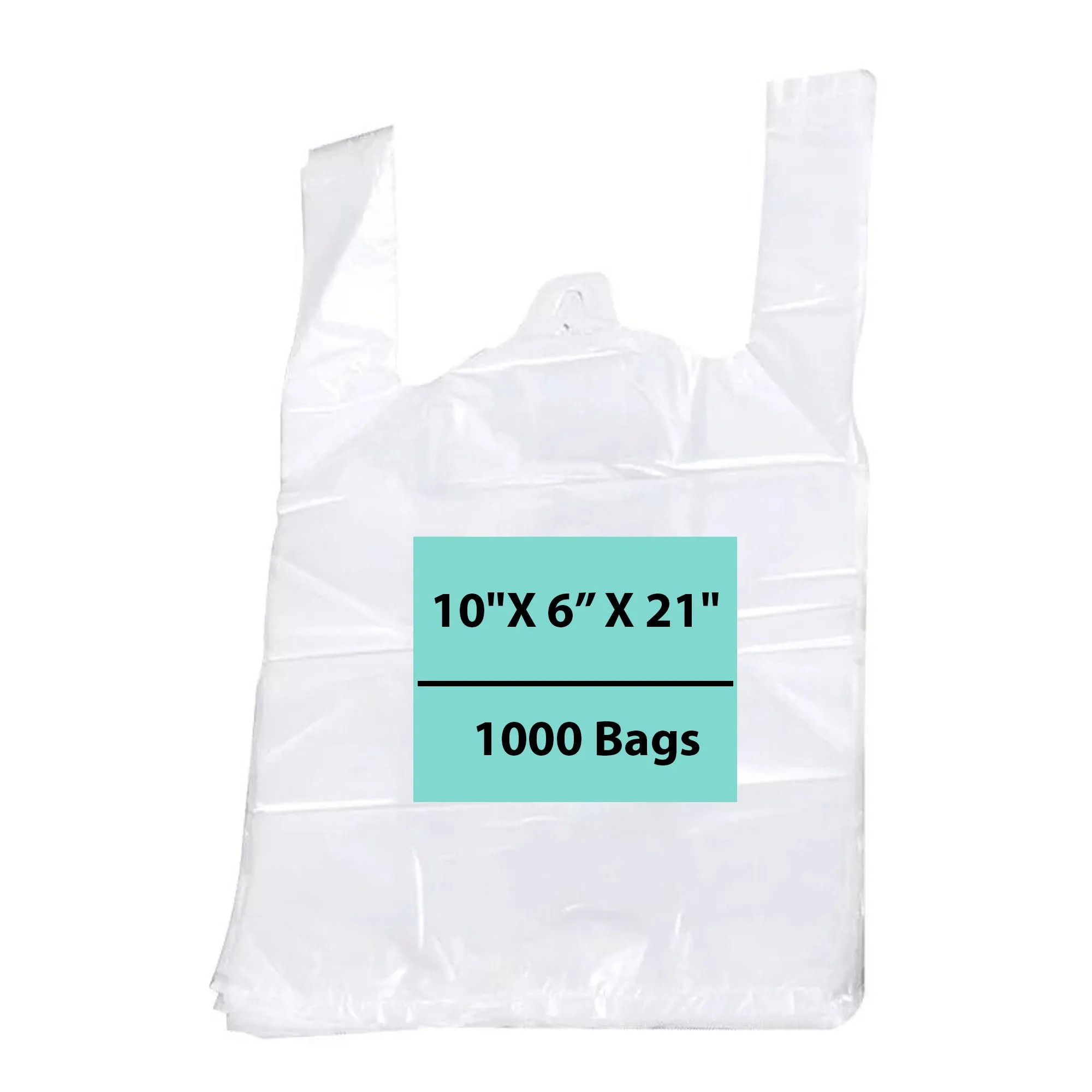10X6X21 inches T Shirt Bags 0.65 Mil Plastronic® White (HDPE)
