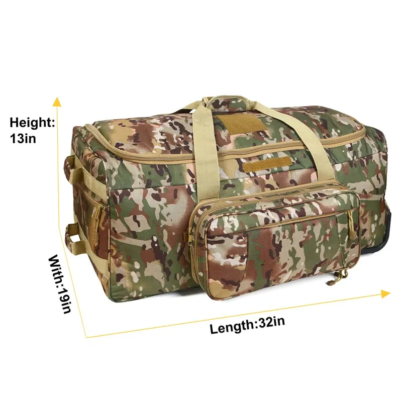 124L Large Capacity Military Tactical Wheeled Duffel Bag - Heavy-Duty Travel Gear