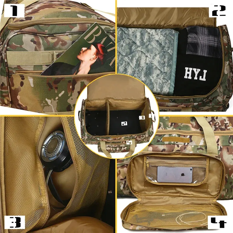 124L Large Capacity Military Tactical Wheeled Duffel Bag - Heavy-Duty Travel Gear