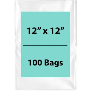 12X12 inches Clear Flat Poly Bags 2Mil Open Top (LDPE)