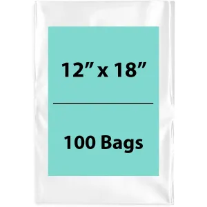 12X18 inches Clear Flat Poly Bags 2Mil Open Top (LDPE)