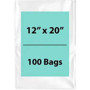 12X20 inches Clear Flat Poly Bags 3Mil Open Top (LDPE)