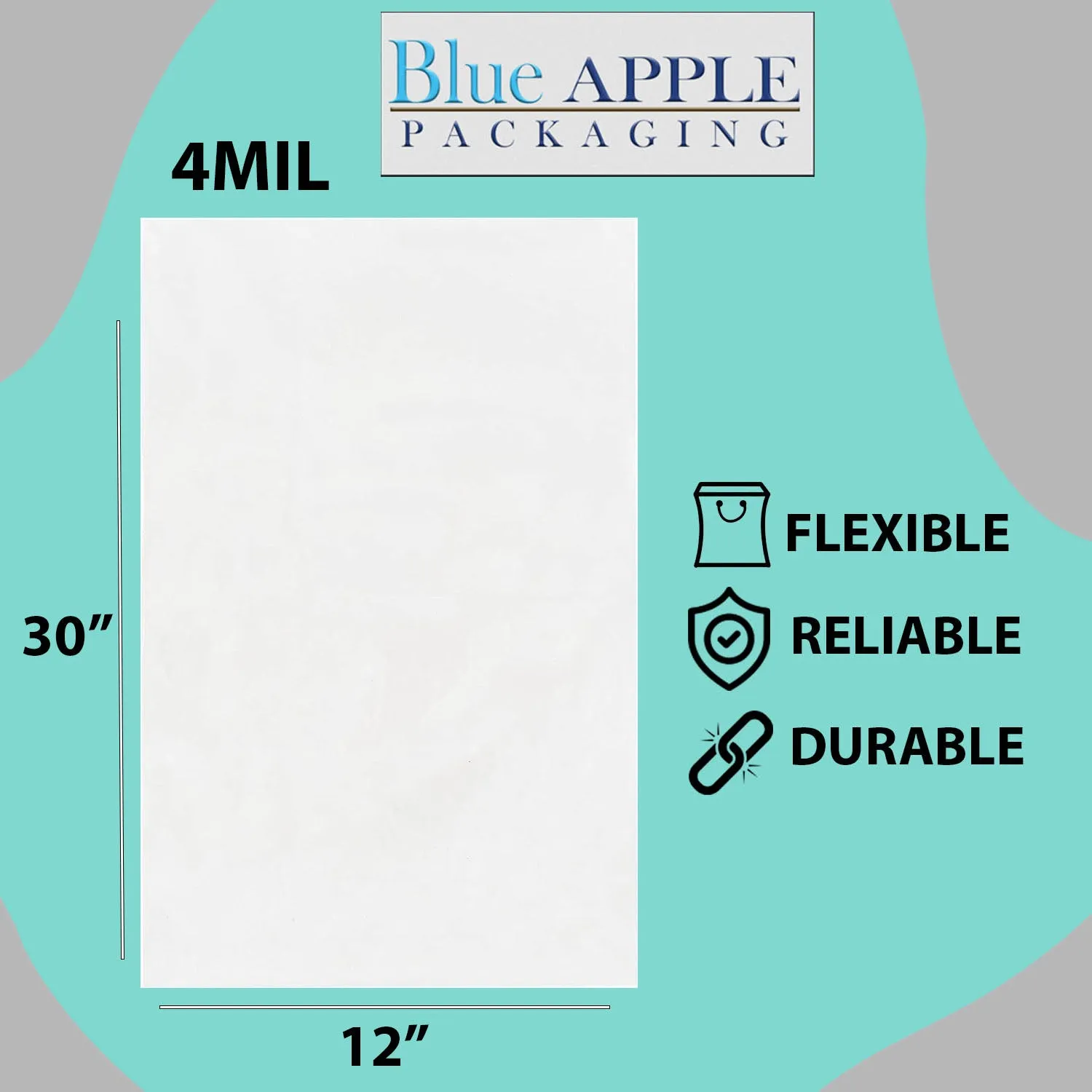 12X30 inches Clear Flat Poly Bags 4Mil Open Top (LDPE)