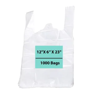 12X6X23 inches T Shirt Bags 0.65 Mil Plastronic® White (HDPE)