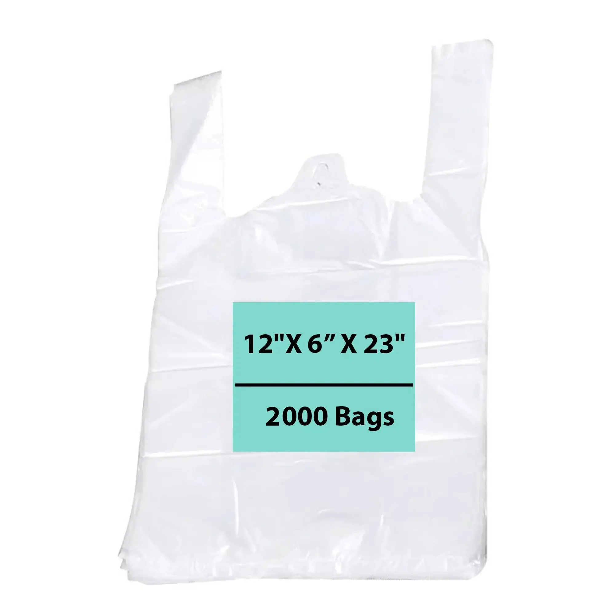 12X6X23 inches T Shirt Bags 0.65 Mil Plastronic® White (HDPE)