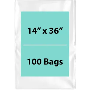 14X36 inches Clear Flat Poly Bags 1.5Mil Open Top (LDPE)