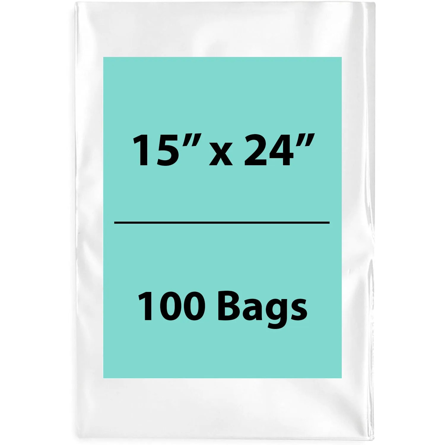 15X24 inches Clear Flat Poly Bags 2Mil Open Top (LDPE)