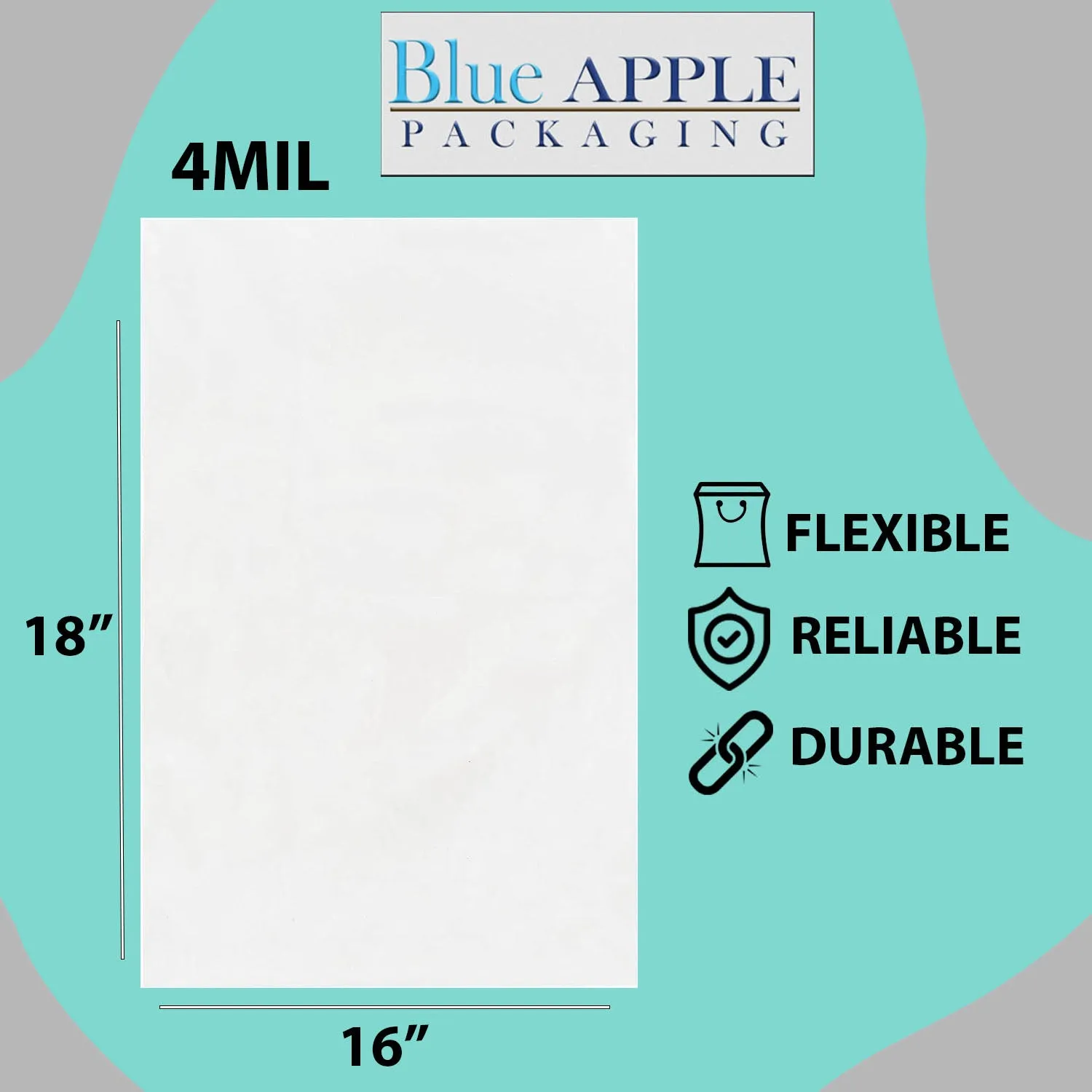 16X18 inches Clear Flat Poly Bags 4Mil Open Top (LDPE)