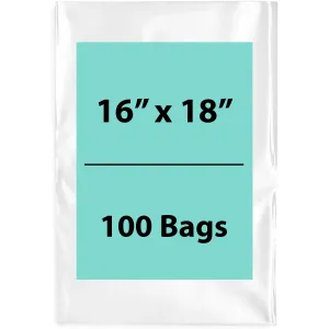 16X18 inches Clear Flat Poly Bags 4Mil Open Top (LDPE)