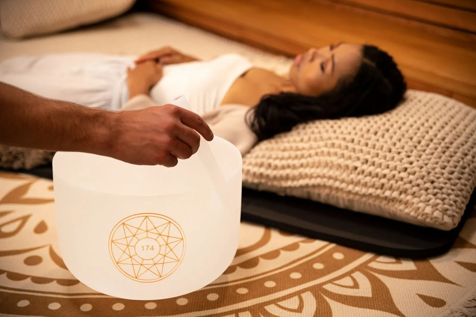 174 Hz Solfeggio 12" Crystal Singing Bowl (Earth Tone) - Stress Relief