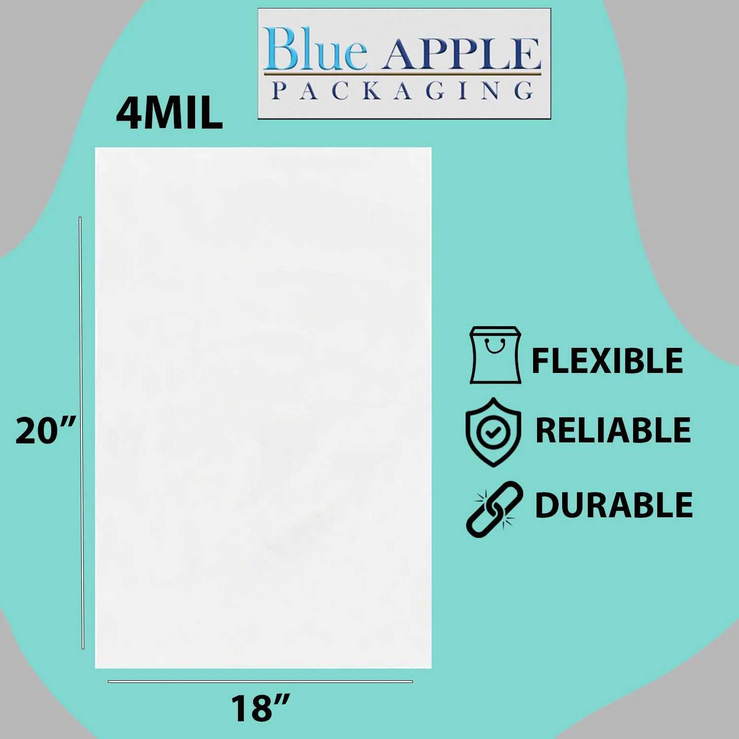 18X20 inches Clear Flat Poly Bags 4Mil Open Top (LDPE)
