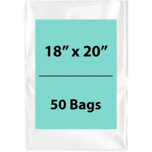 18X20 inches Clear Flat Poly Bags 4Mil Open Top (LDPE)