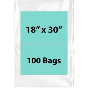 18X30 inches Clear Flat Poly Bags 2Mil Open Top (LDPE)