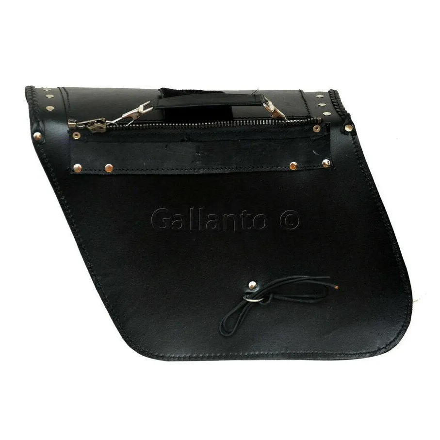 20082 Twin Turbo Engine Zip-Off Motorcycle Leather Saddle Bag