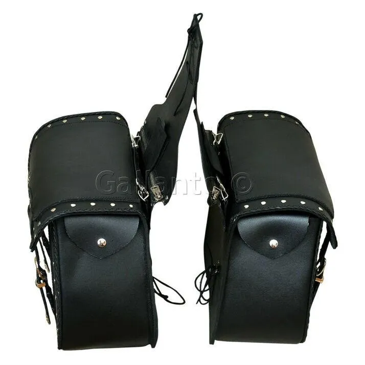 20082 Twin Turbo Engine Zip-Off Motorcycle Leather Saddle Bag