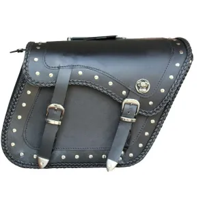 20082 Twin Turbo Engine Zip-Off Motorcycle Leather Saddle Bag