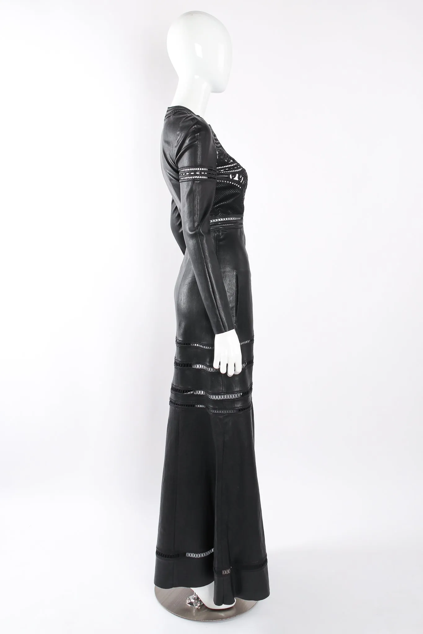 2016 A/W Leather Guipure Lace Coat Dress