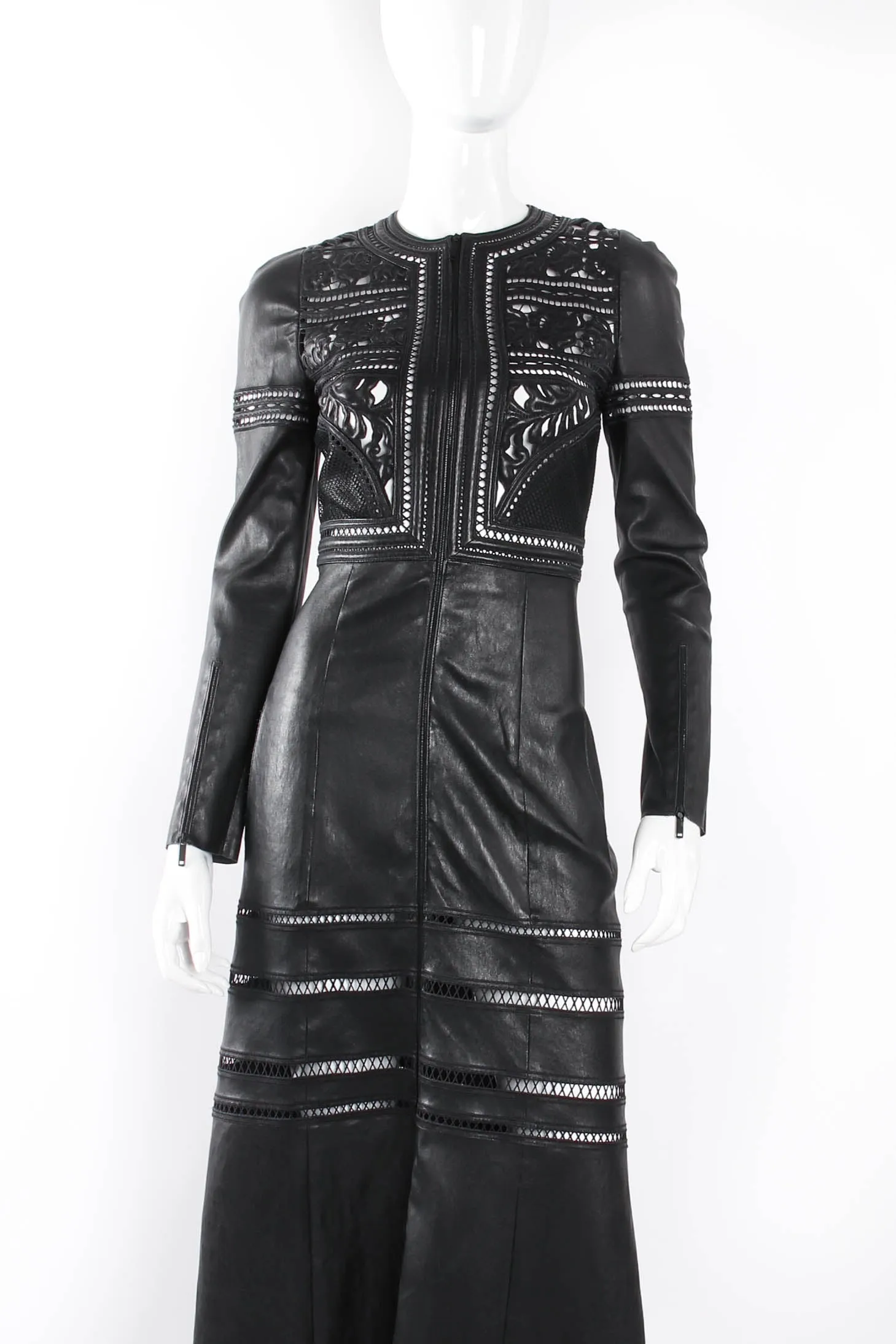 2016 A/W Leather Guipure Lace Coat Dress