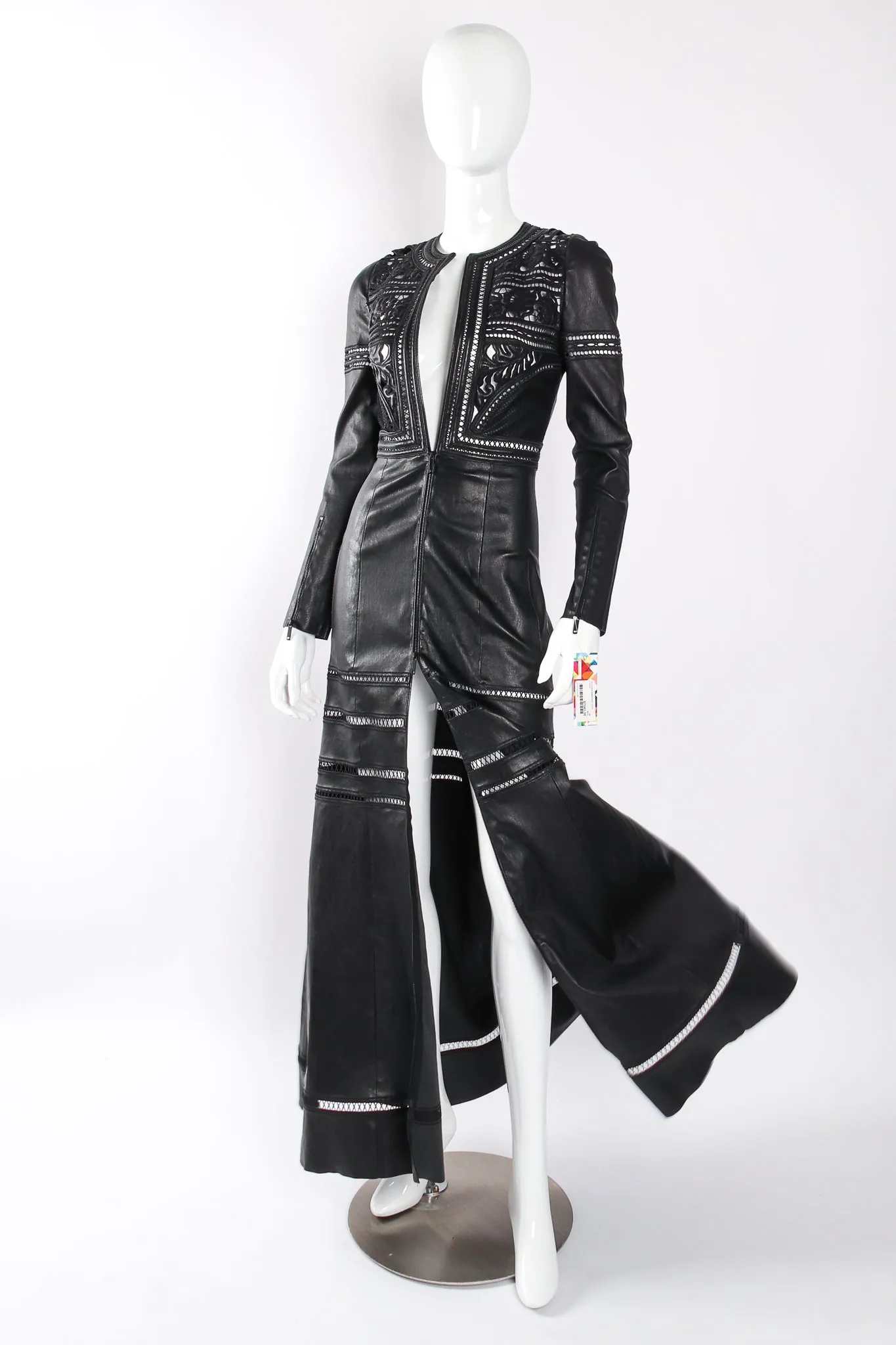 2016 A/W Leather Guipure Lace Coat Dress