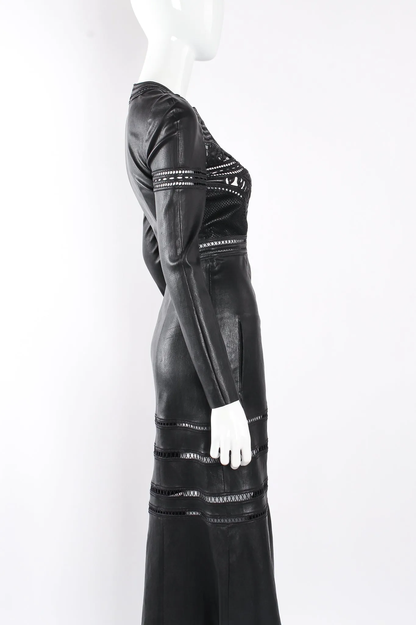 2016 A/W Leather Guipure Lace Coat Dress