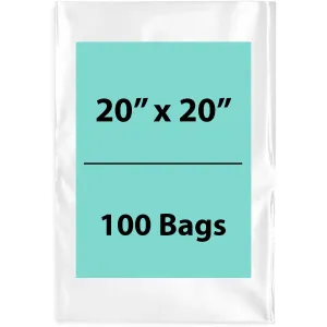 20X20 inches Clear Flat Poly Bags 2Mil Open Top (LDPE)
