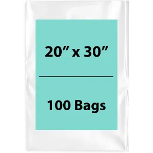 20X30 inches Clear Flat Poly Bags 2Mil Open Top (LDPE)