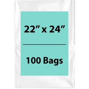 22X24 inches Clear Flat Poly Bags 2Mil Open Top (LDPE)
