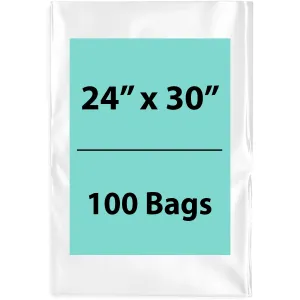 24X30 inches Clear Flat Poly Bags 4Mil Open Top (LDPE)