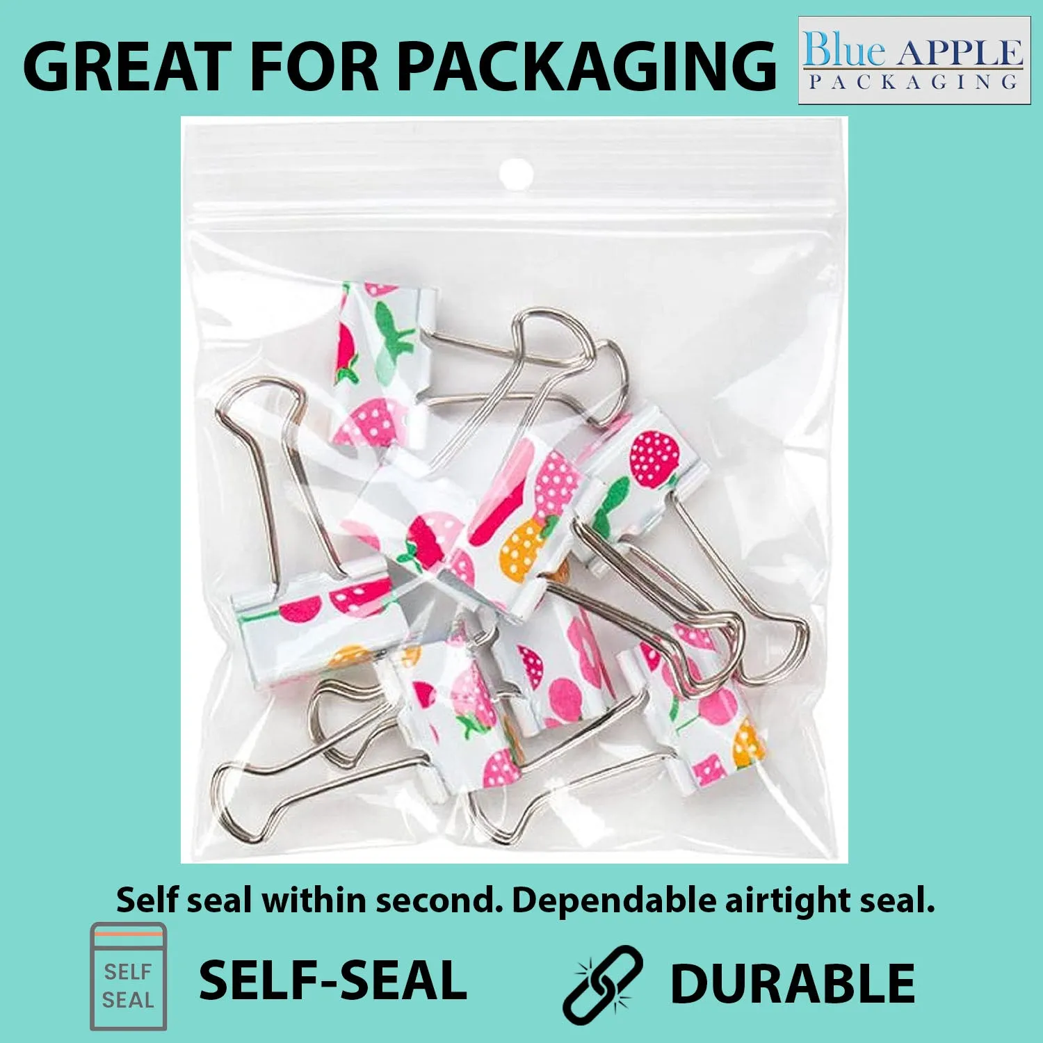 2X3 inches Reclosable Poly Bags with Hang Hole 2 Mil (LDPE) Single Track Zipper