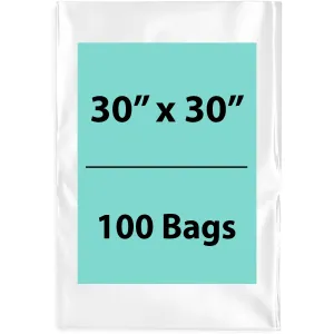 30X30 inches Clear Flat Poly Bags 2Mil Open Top (LDPE)