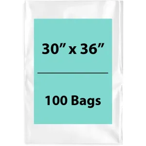 30X36 inches Clear Flat Poly Bags 4Mil Open Top (LDPE)