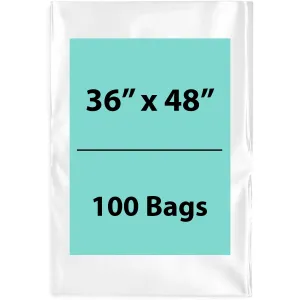 36X48 inches Clear Flat Poly Bags 4Mil Open Top (LDPE)