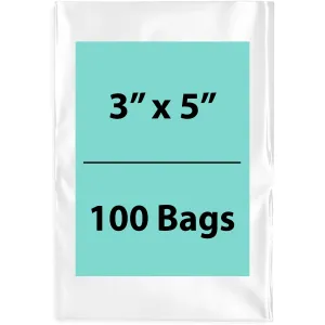 3X5 inches Clear Flat Poly Bags 1.5Mil Open Top (LDPE)