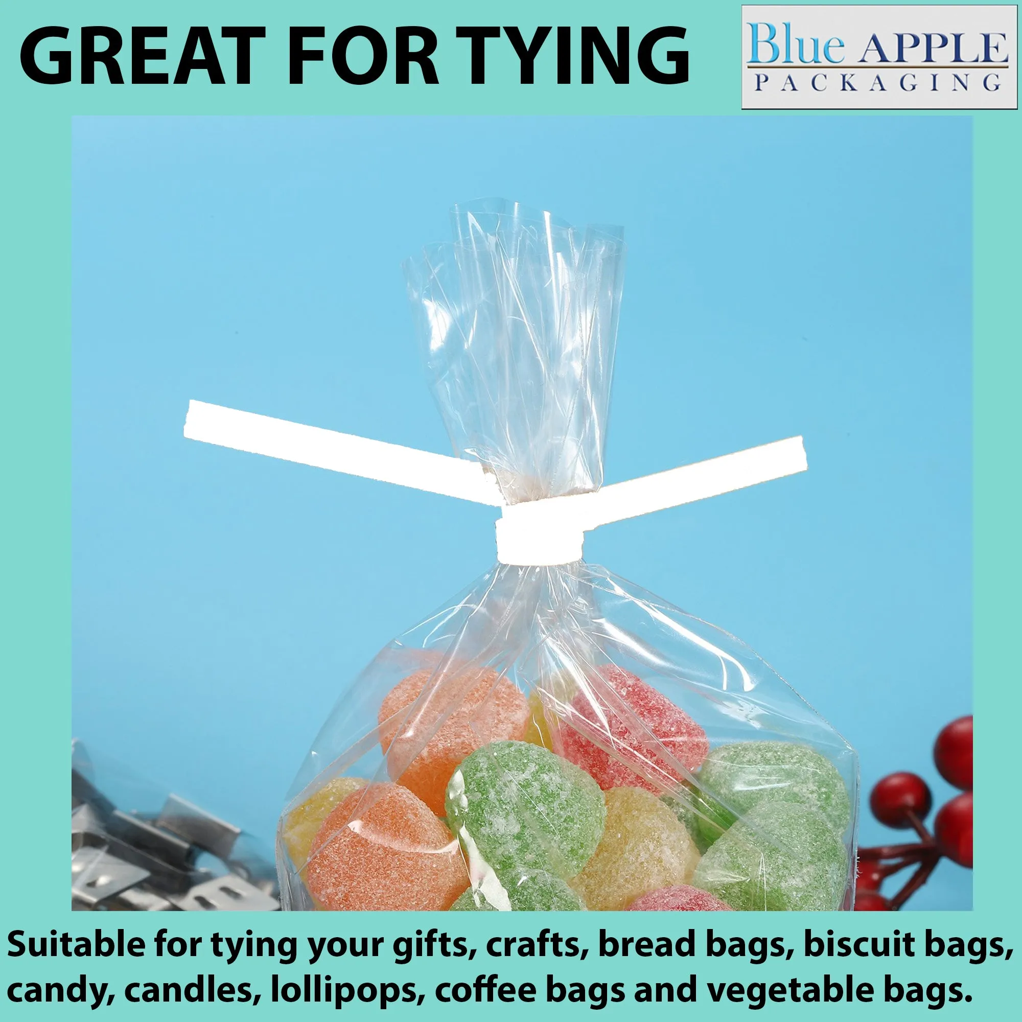 4 Inch Pre-cut White Plastic Twist Ties for Bags
