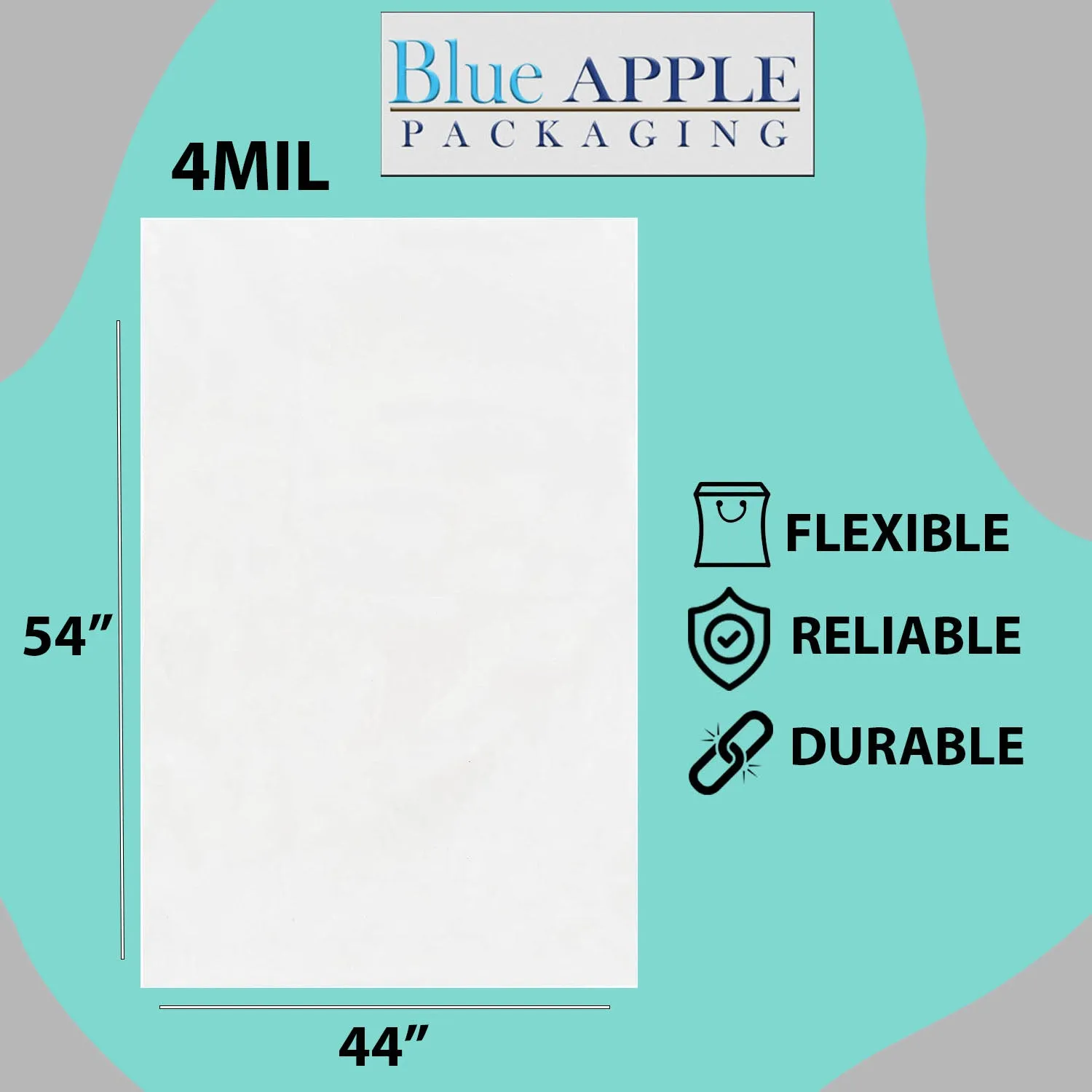 44X54 inches Clear Flat Poly Bags 4Mil Open Top (LDPE)