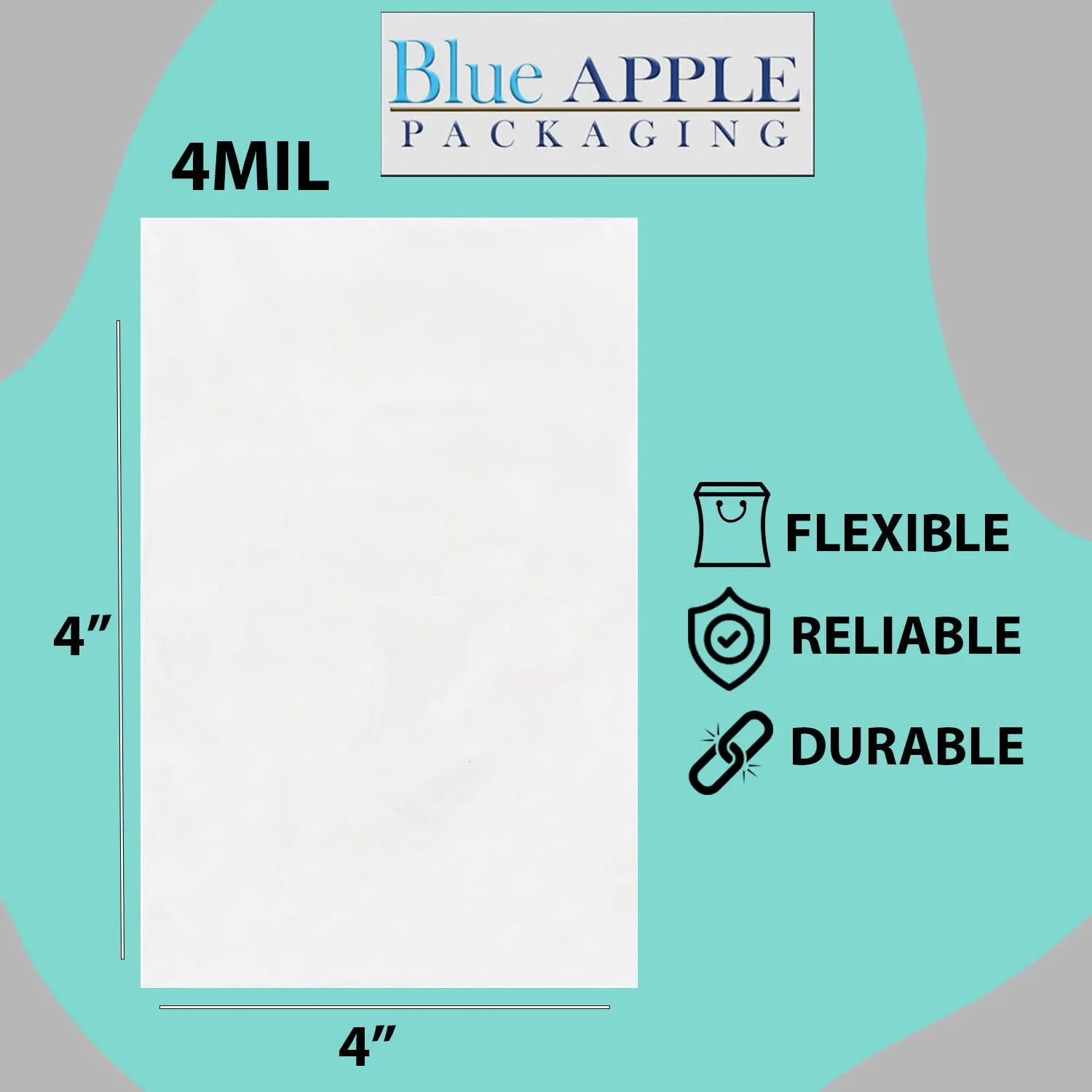 4X4 inches Clear Flat Poly Bags 4Mil Open Top (LDPE)