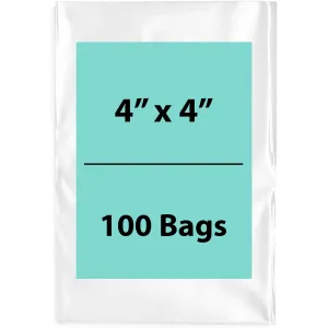 4X4 inches Clear Flat Poly Bags 4Mil Open Top (LDPE)
