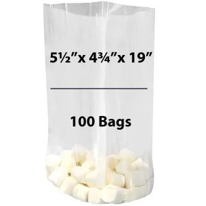 5.5X4.75X19 inches Clear Gusseted Poly Bags 0.75 Mil