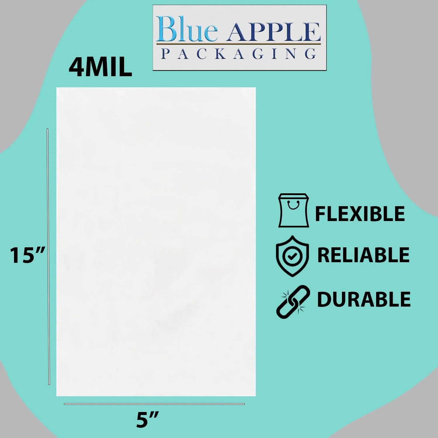 5X15 inches Clear Flat Poly Bags 4Mil Open Top (LDPE)