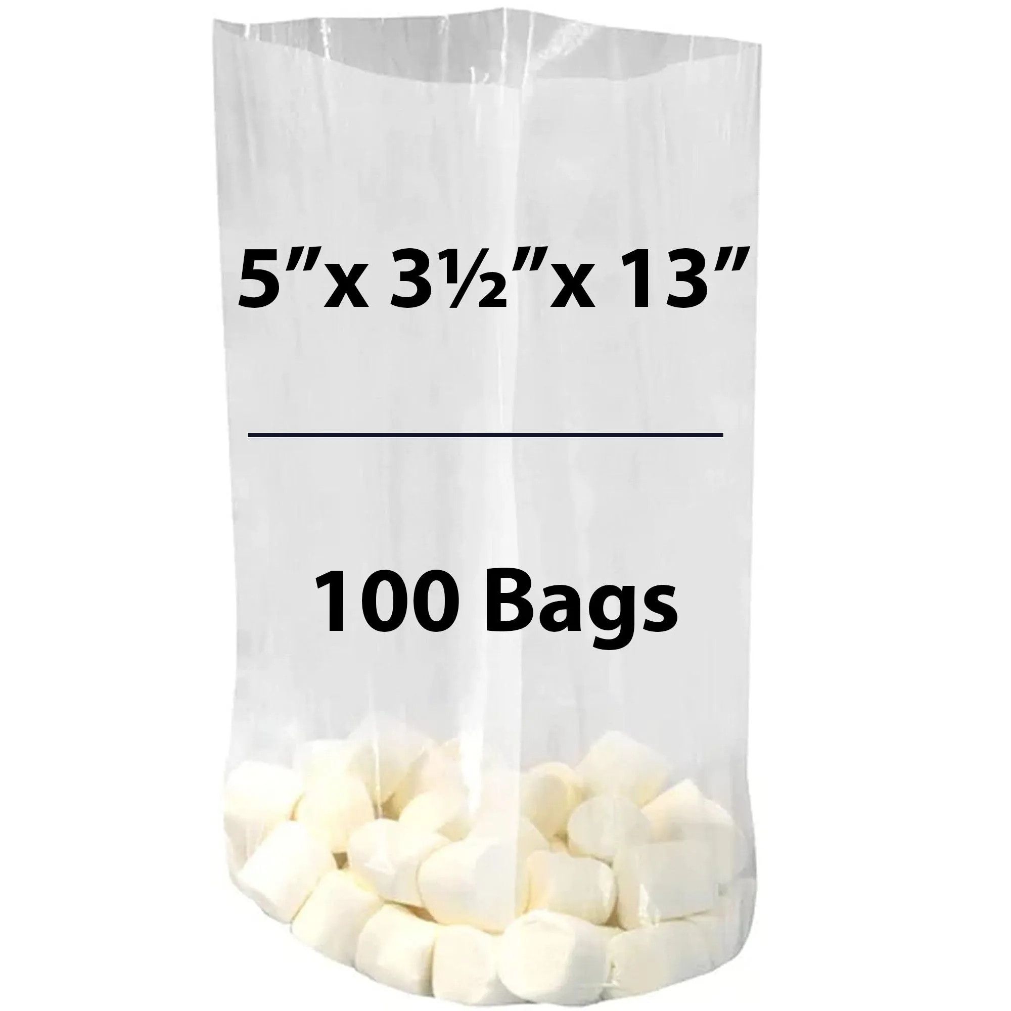 5X3.5X13 inches Clear Gusseted Poly Bags 0.75 Mil