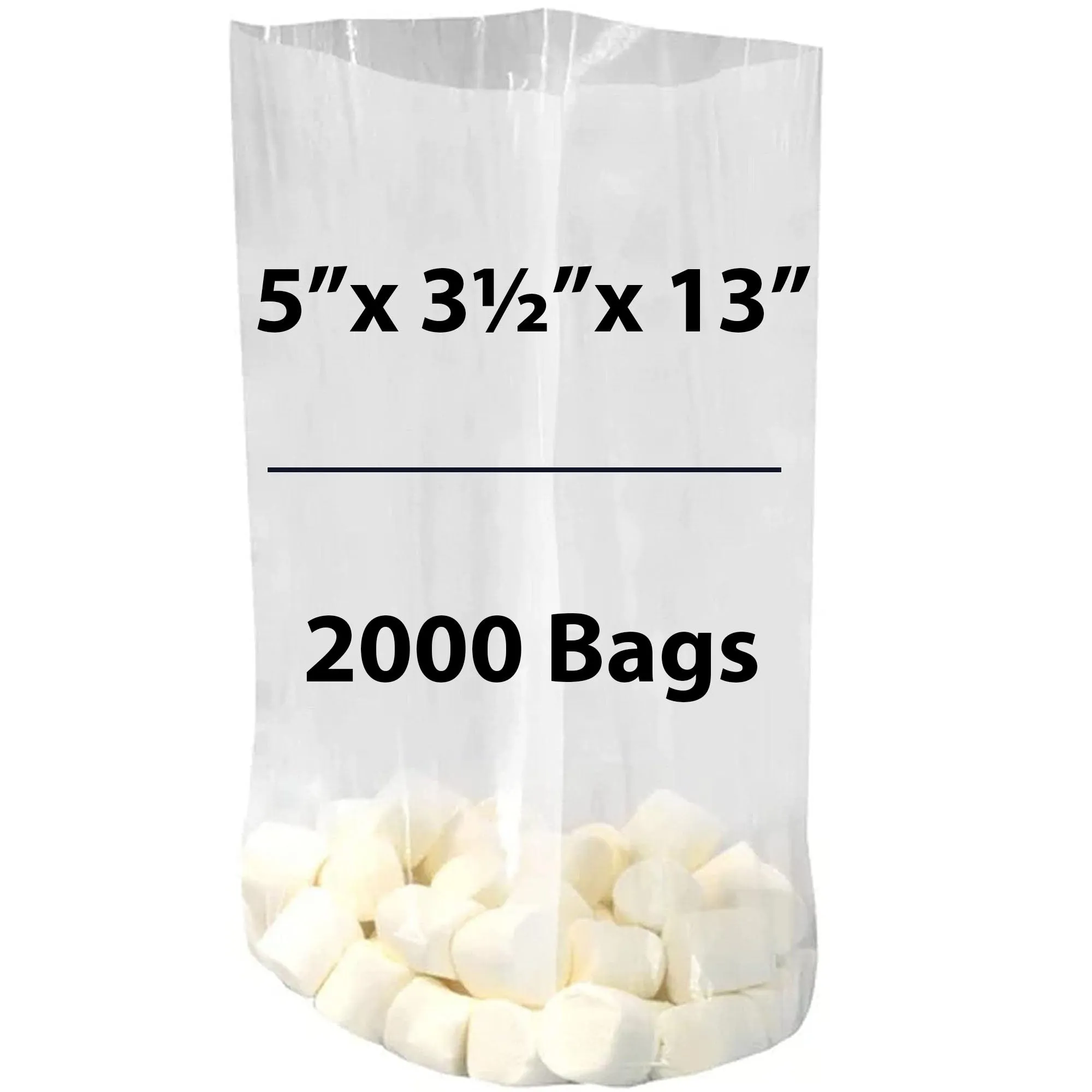 5X3.5X13 inches Clear Gusseted Poly Bags 0.75 Mil