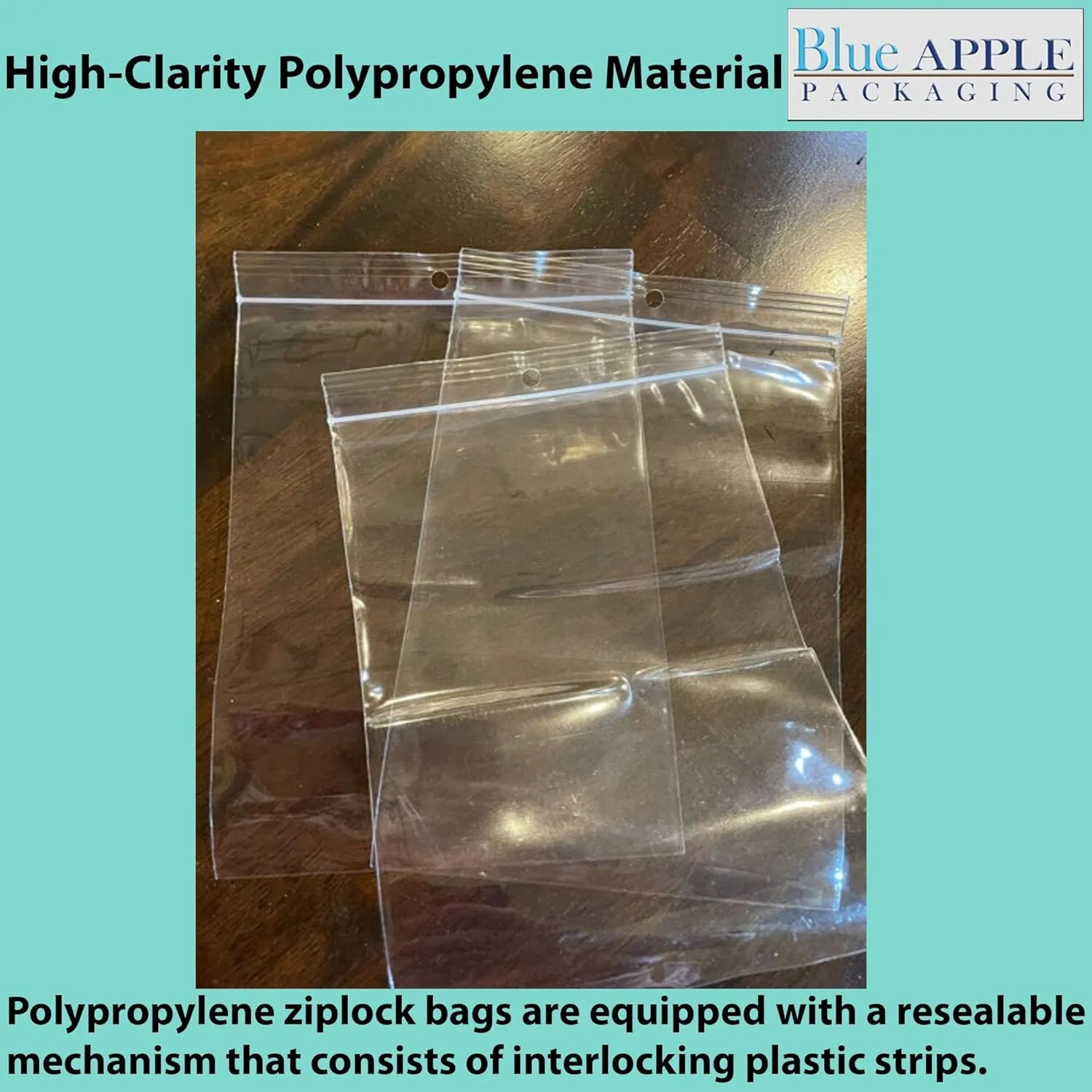 5X7 Inches Polypropylene ZipLock Bags W/ Hang Hole 2 Mil Clear