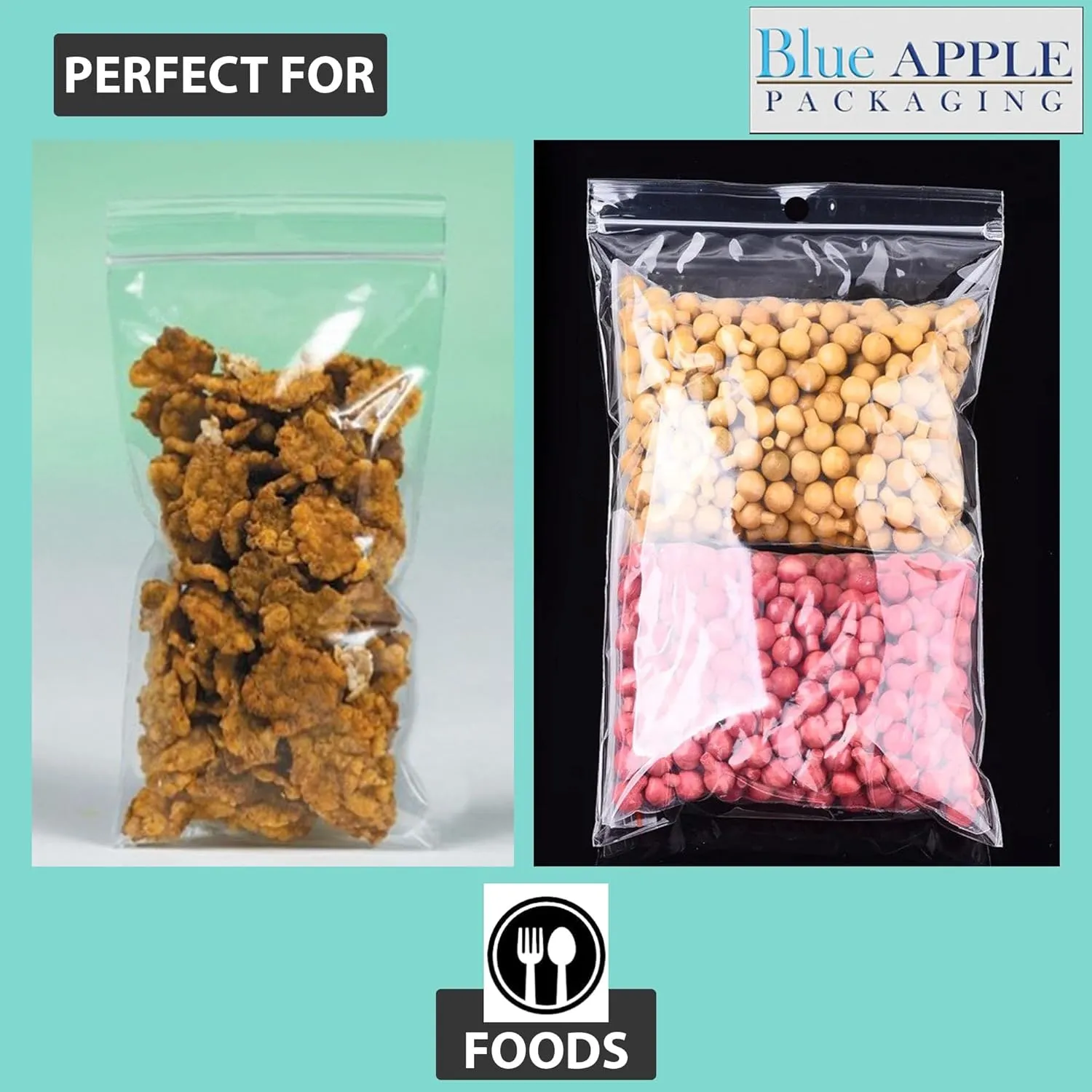 5X7 Inches Polypropylene ZipLock Bags W/ Hang Hole 2 Mil Clear