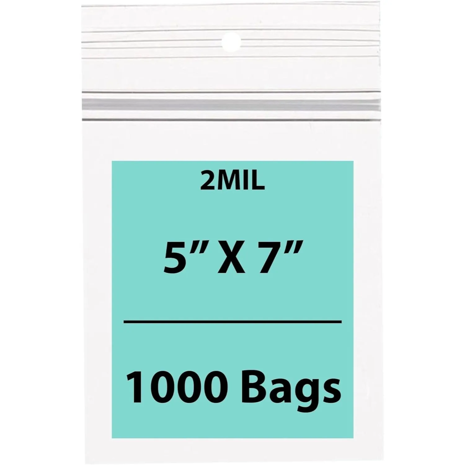 5X7 Inches Polypropylene ZipLock Bags W/ Hang Hole 2 Mil Clear