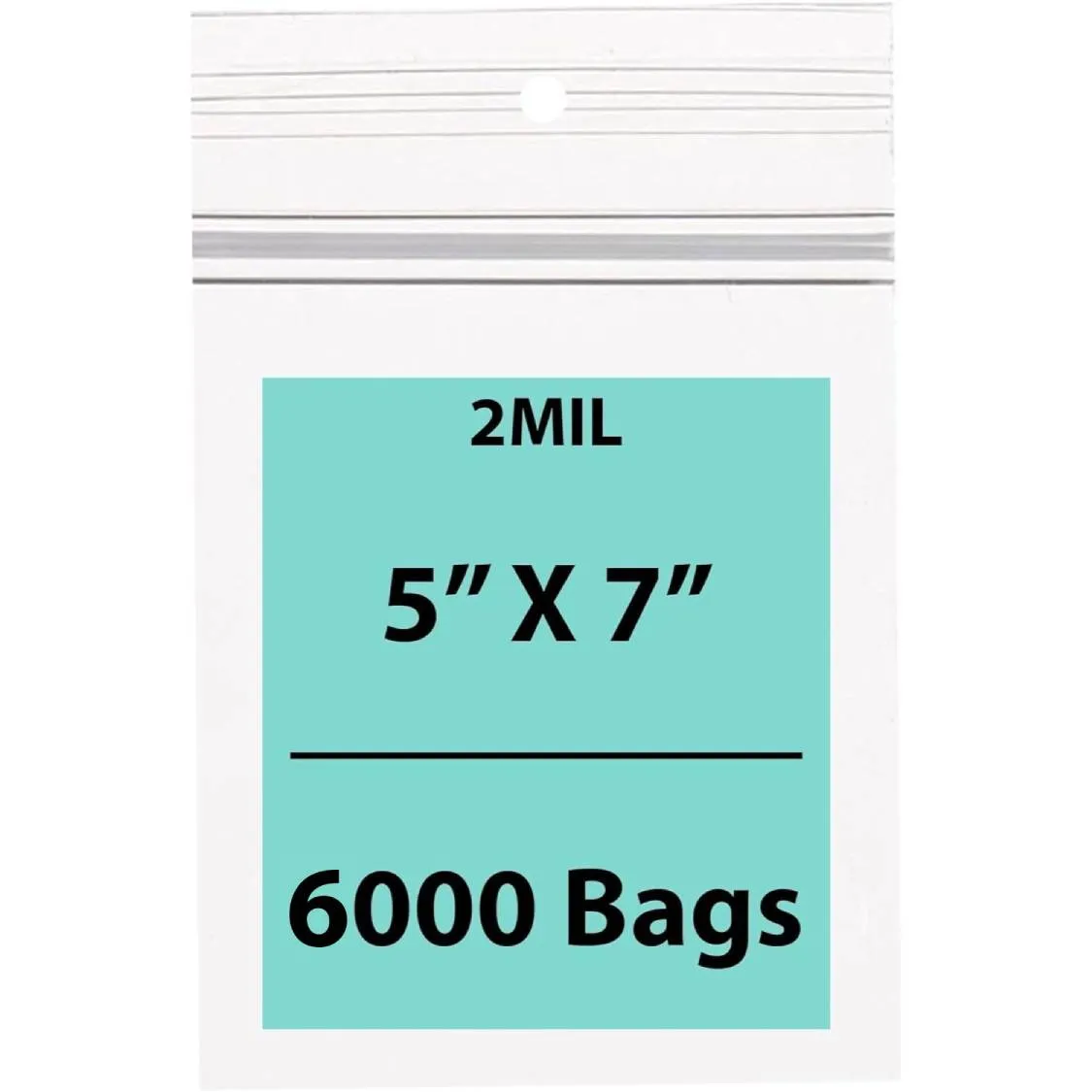 5X7 Inches Polypropylene ZipLock Bags W/ Hang Hole 2 Mil Clear