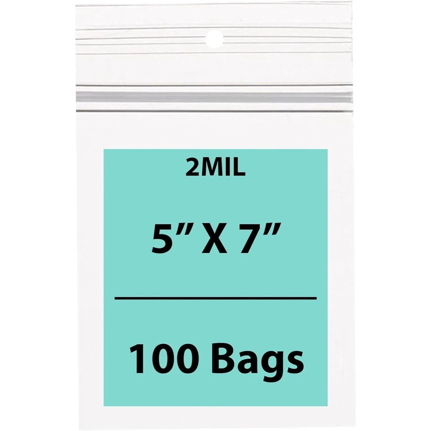 5X7 Inches Polypropylene ZipLock Bags W/ Hang Hole 2 Mil Clear
